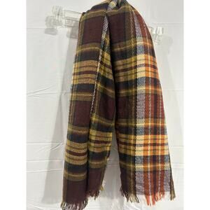 Oversized Blanket Scarf Plaid Fringe Unisex